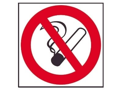 Forbudsskilt "Rygning Forbudt" - selvklæbende 210 x 210 mm
