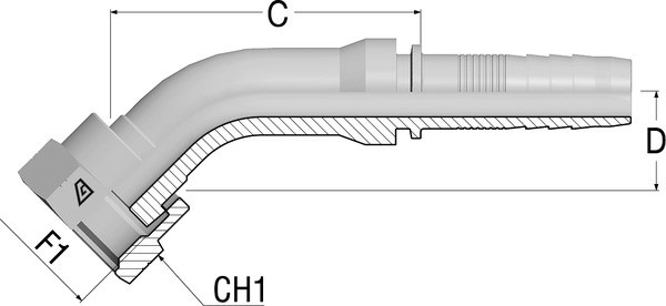 Hydraulik indstik 45 gr 1.1/4" omløber - 1.1/4" slange POWERTRACK