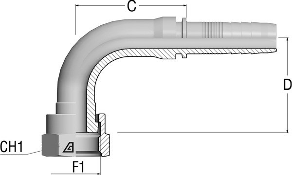 Hydraulik indstik 90 gr 1" omløber - 1" slange POWERTRACK